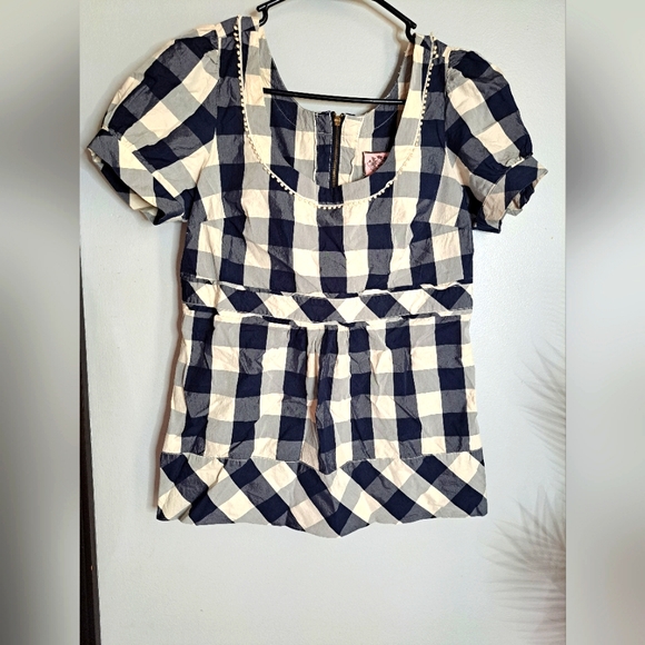 Juicy Couture Silk Blend Gingham Top Size 6 - Picture 1 of 9
